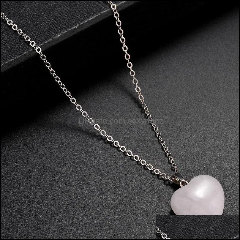 Natural Quartz Necklace Pendant Chakra Stone Heart Power Healing Reiki Fashion Jewelry For Women/Men Unisex wjl2903