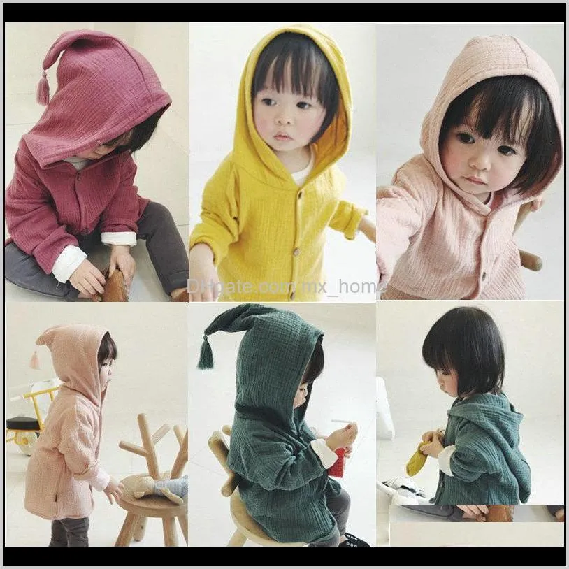 어린이 아기 소녀 패션 후드 코트 귀여운 솔리드 컬러 긴 소매 봄 가을 캐주얼 겉옷 6g0qz 후드 스웨터 sclj5