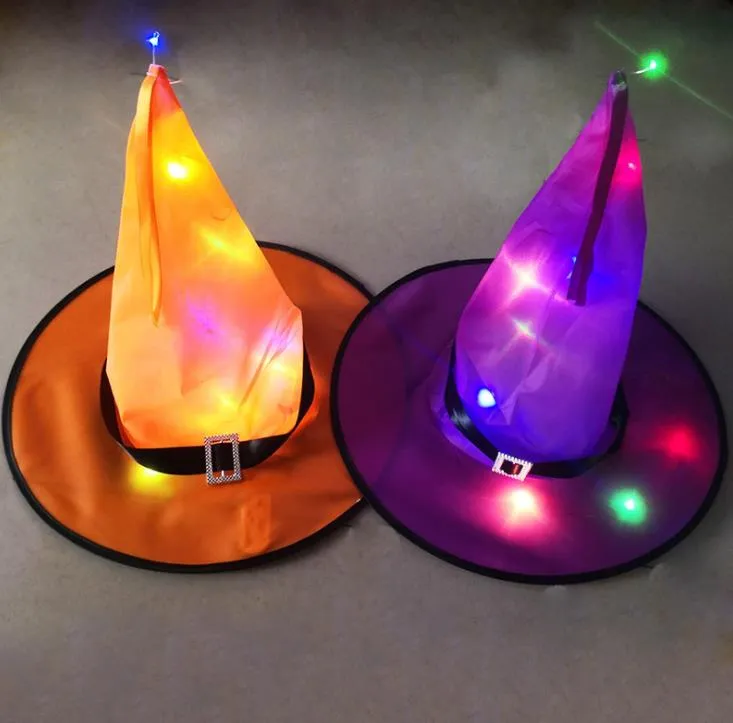 500pcs cappelli di Halloween decorazione oggetti di scena LED stringa di luci incandescente cappello da strega layout di scena rifornimenti del partito maga maga chapeau guidata cap SN2849