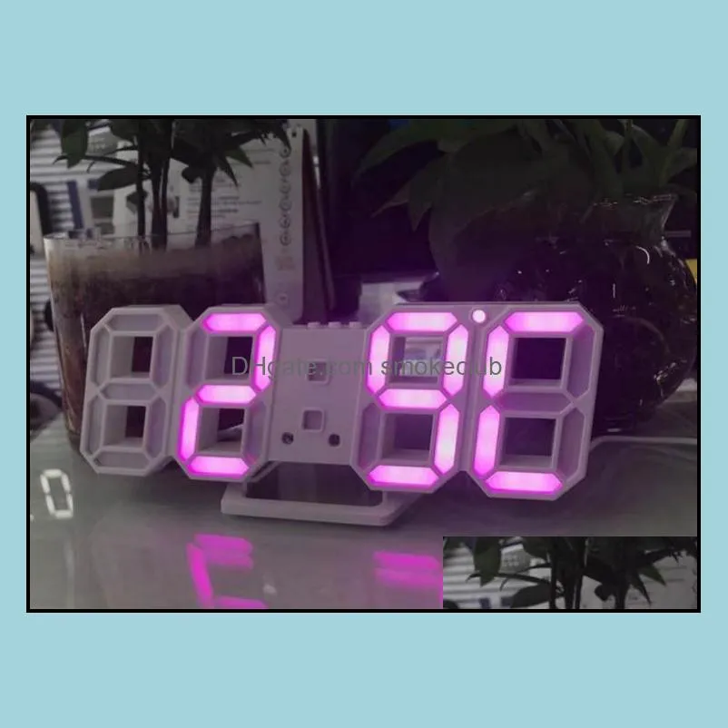 Modern 3D LED Wall Clock Digital Alarm Clock Date Temperature mechanism Alarm Snooze Desk Table Clock in retail box SN1738