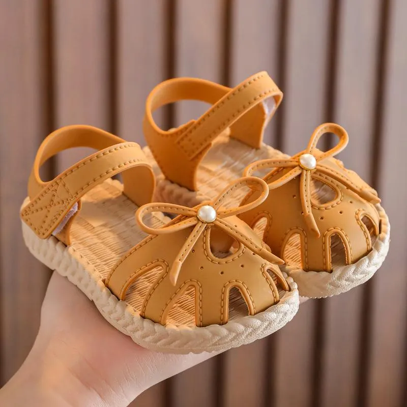 Sandálias verão crianças sapatos moda doce princesa filhos para meninas bebê macio respirável hoolow out bow bow garota todler