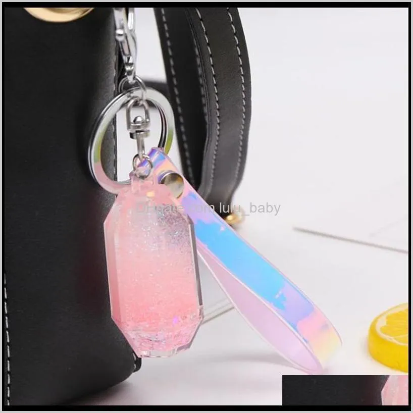 new sand perfume bottle key chain laser leather rope pendant lovely car pendant keychains key rings