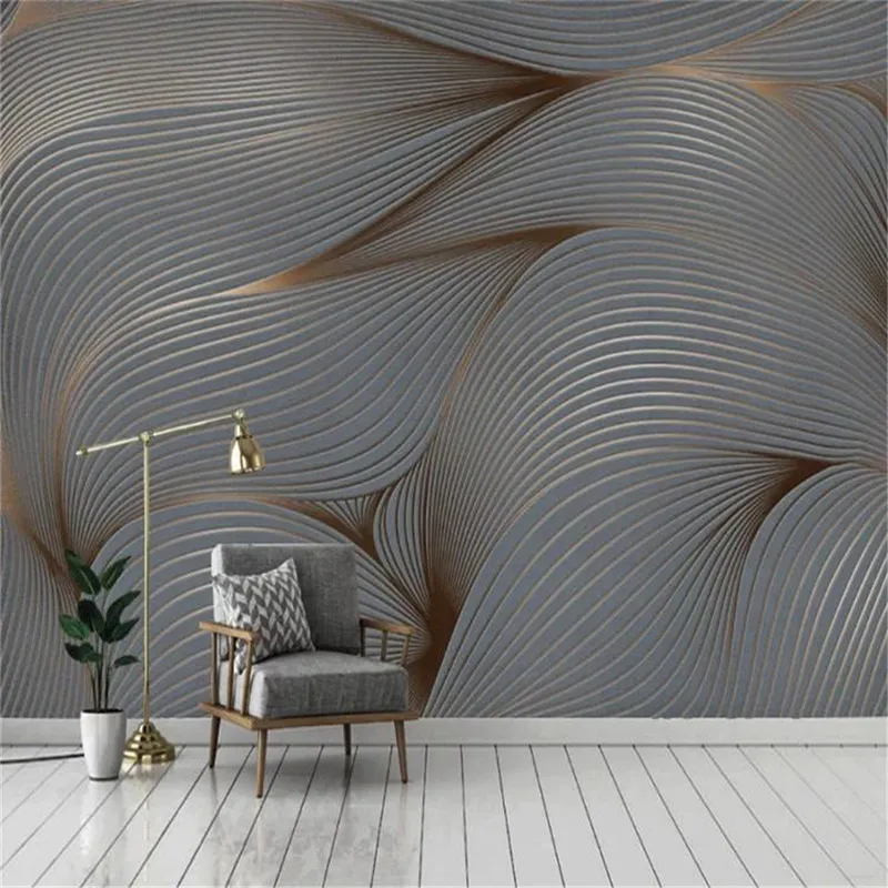 3D壁画壁紙幾何学抽象ラインリビングルーム寝室の背景壁装飾防水防汚壁紙