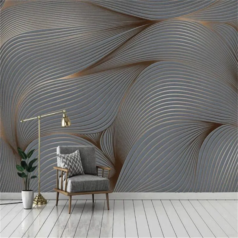 3D Mural Wallpaper Geometryczne linie abstrakcyjne salon sypialnia tło dekoracja ściany Wodoodporne tapety przeciwporostowe