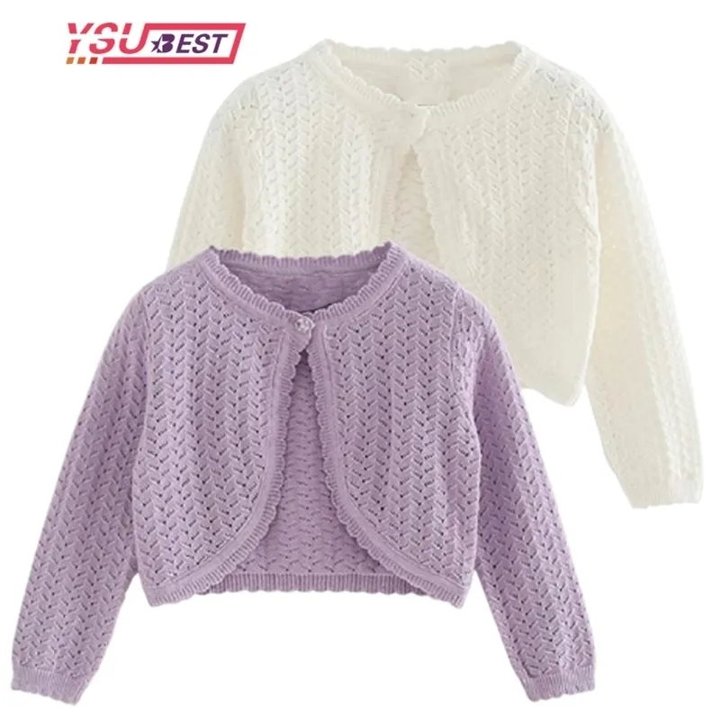 Girls Autumn Knit Cardigan Cotton Bolero Baby Child Sweater Shawl Casual Solid Long Sleeve Jacket Shrug Sweaters 211204