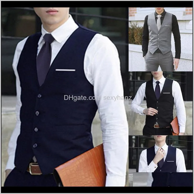 men`s formal classic business waistcoat slim fit tuxedo casual gilet new business v-neck suit vest for men