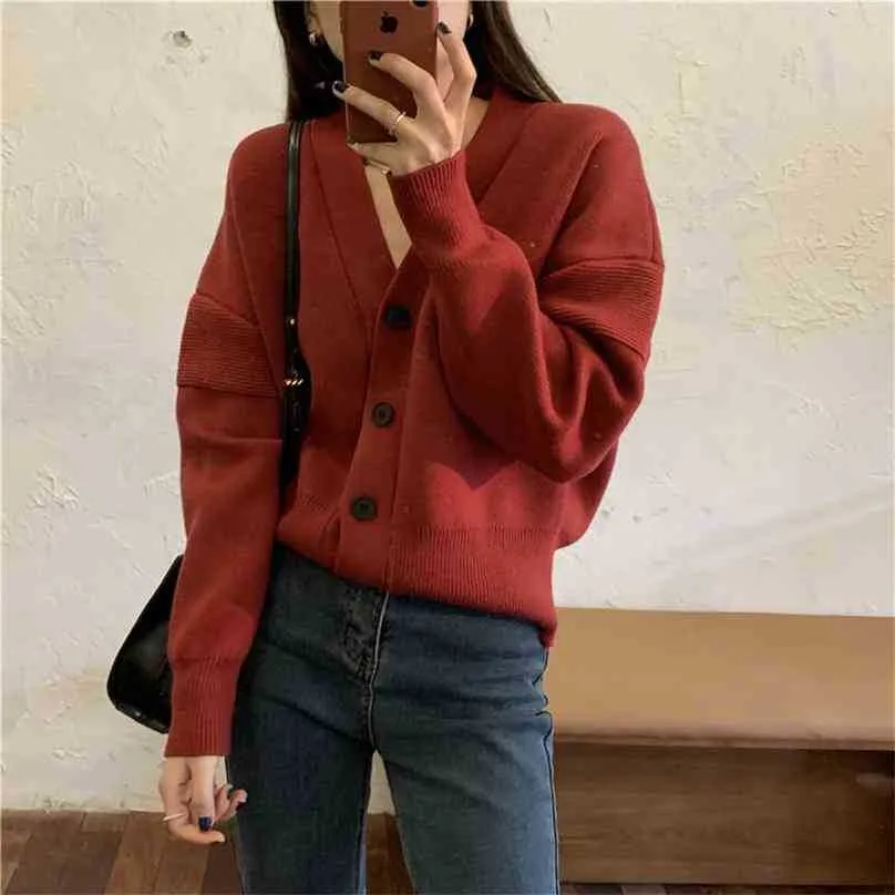 Solid Chic Thick Cardigans Streetwear Elegance Sweet Women High Waist Stylish Feminine Vintage Sweaters 210525