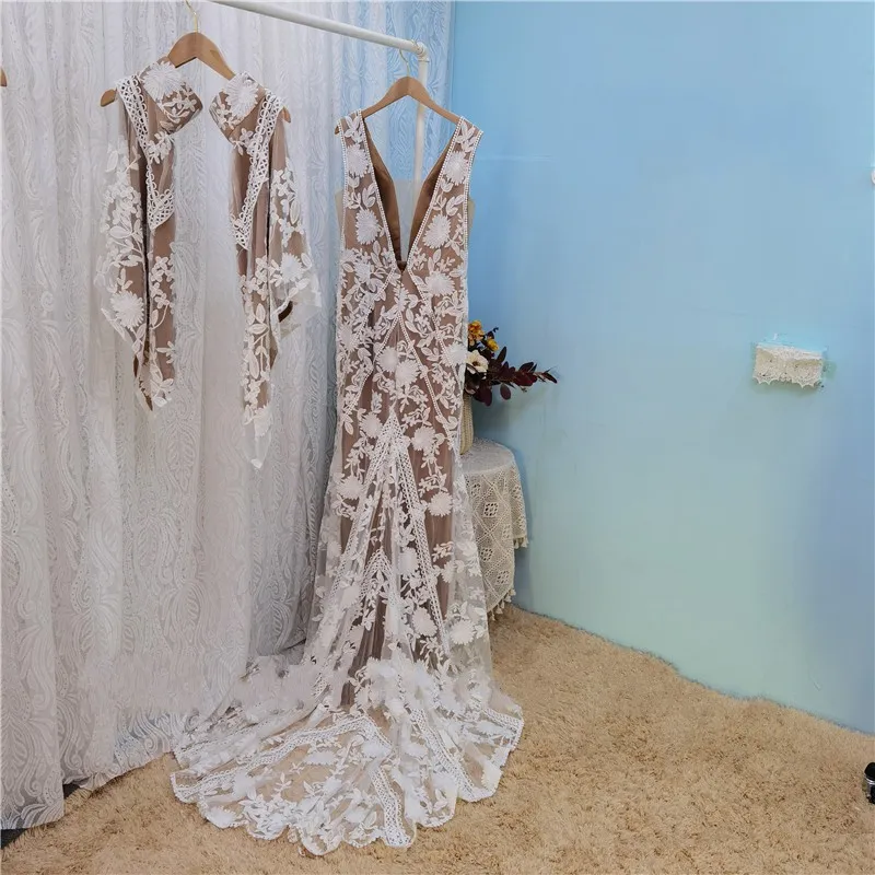 princess polly baby blue dress Bohemian Juliet Deep V Wedding Dress 2022