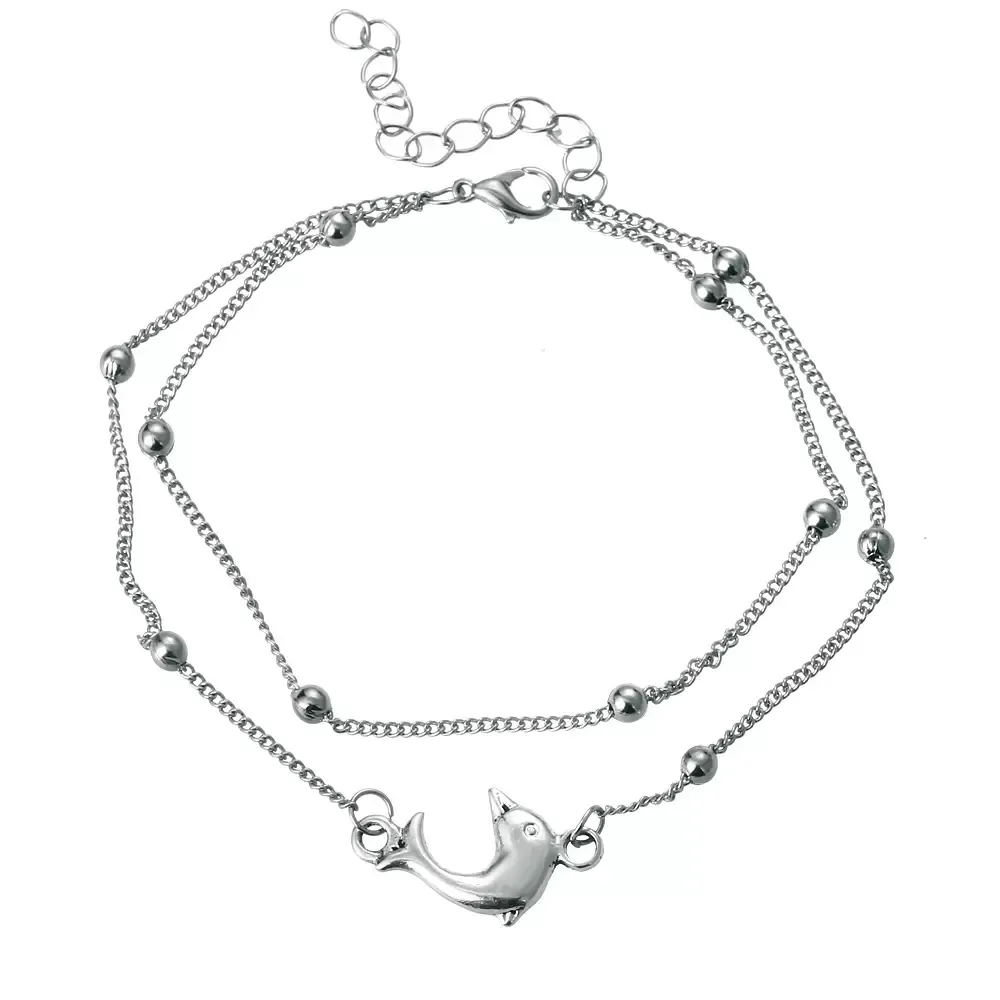 Łańcuch Dolphin Ryba Anklet Bransoletka Sandal Stóp Biżuteria Bransoletka Kobiety Noga Ocean Beach Kostki