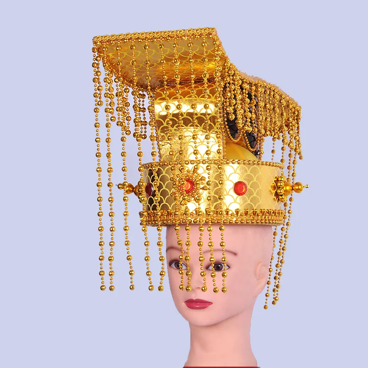 Chapeau doré pour hommes adultes, couronne de l'empire Qin antique, couvre-chef de l'empereur chinois, photographie, accessoires de Costume de Cosplay