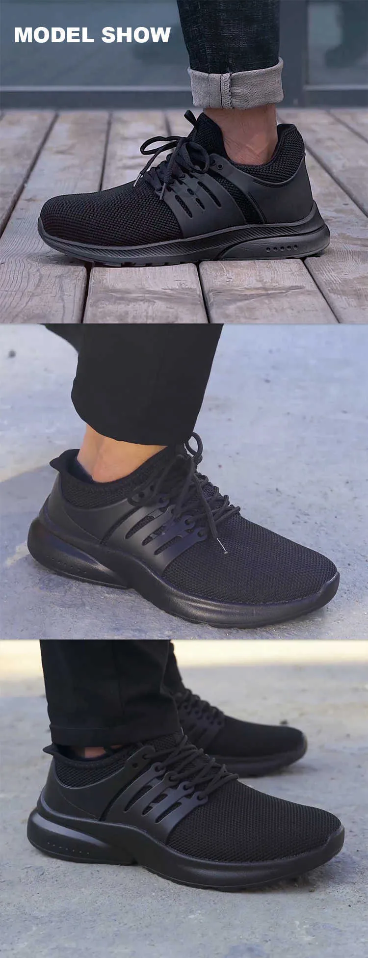 FENLERN Waterproof Ziben Safety Shoes Men Slip On Lightweight Wide