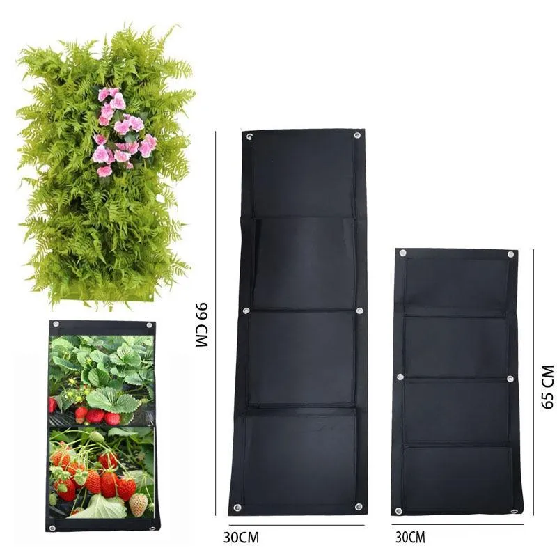 Wall Mounted Vertical Garden Pallet Planter Wall With 4 Pockets For
