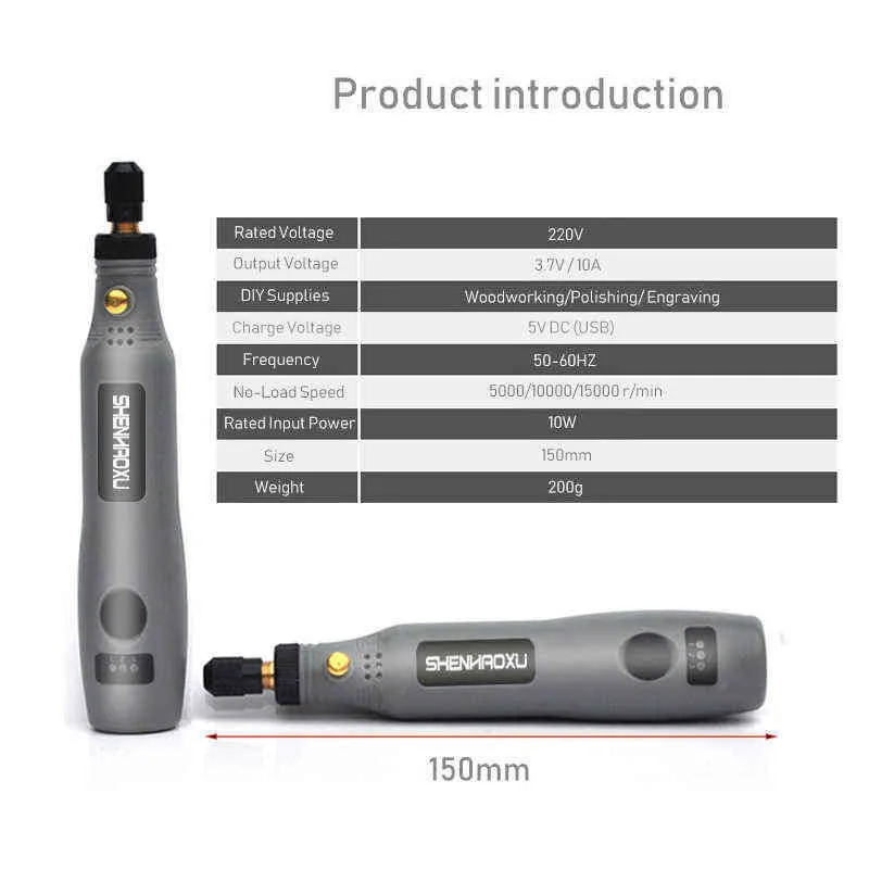 Mini Draadloze boorstroomgereedschap Elektrische 3.6V Drill Mleep -accessoires Set draadloze gravure pen voor Dremel Home Diy 21282C