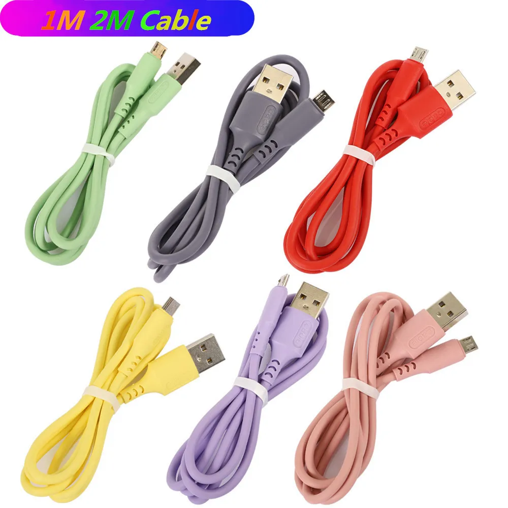 Cable cargador súper rápido de silicona líquida 2.4A de 3 pies/6 pies Cable Micro USB tipo C para Samsung S20 NOTE20 S10 S9 Cable de carga de datos