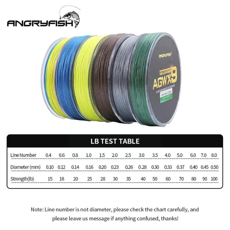 Angryfish DIY X9 Pe Clear Braided Fishing Line 9 Strands, Strong