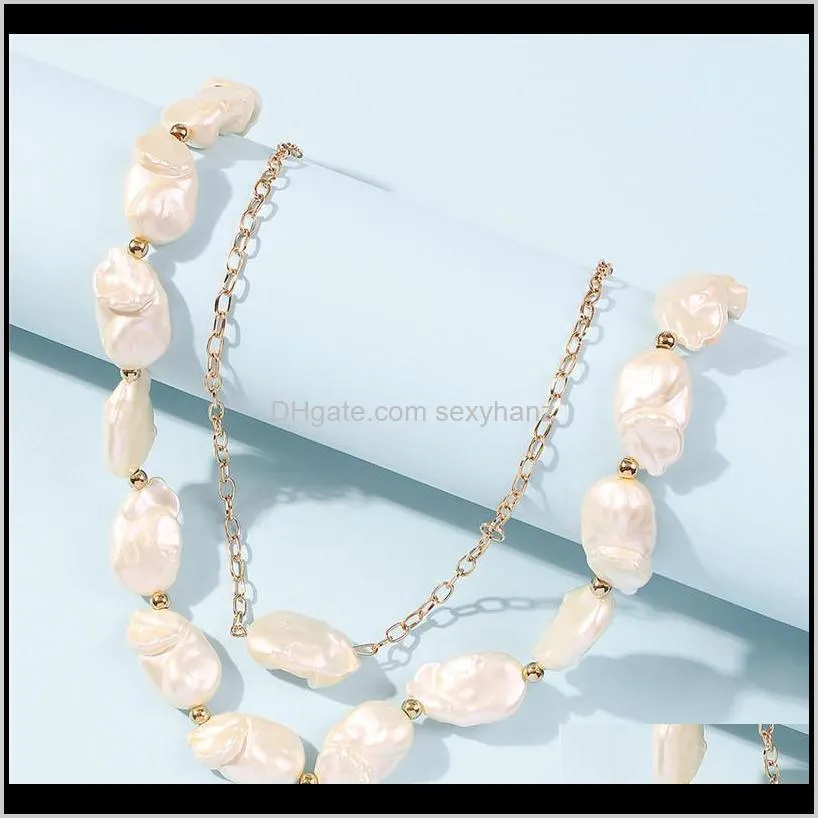 bohemian multi layer necklace for women imitation irregular pearl choker necklaces collars statement necklace party gifts