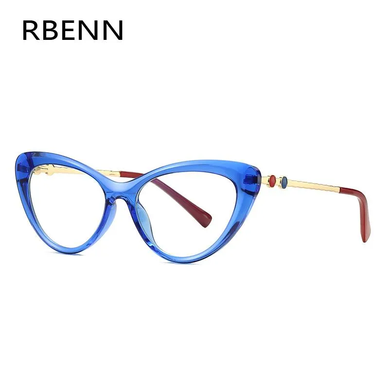 Design Fashion Small Cat Eye Reading Glasses Kvinnor Anti Blue Light Presbypia Reader med High Vision Cr-39 objektiv +1,75 Solglasögon