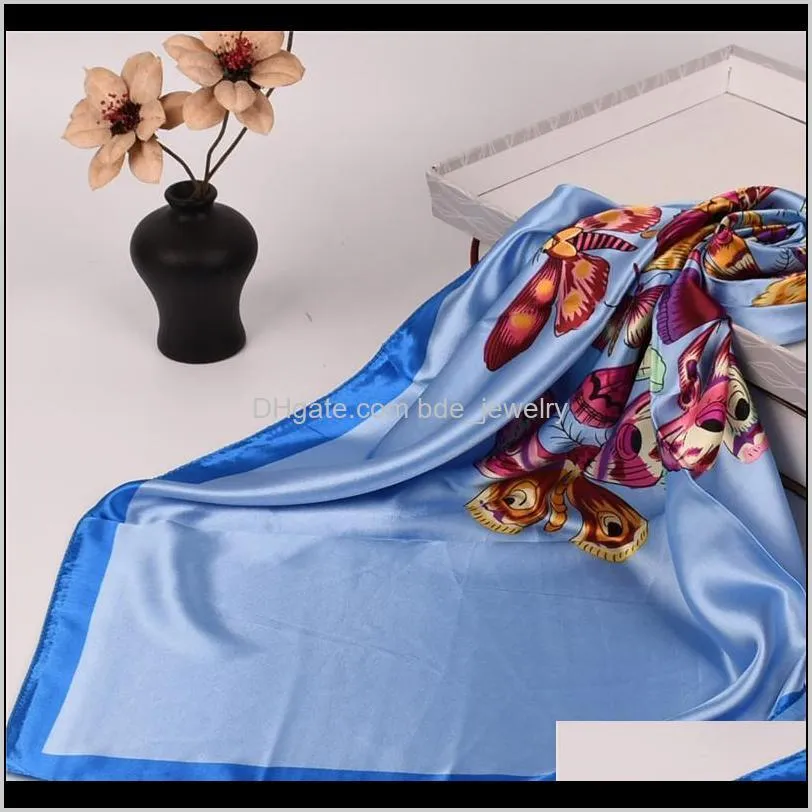 satin silk scarf head fashion foulard soie hijab big square women scarves shawl for ladies 90*90cm handkerchief