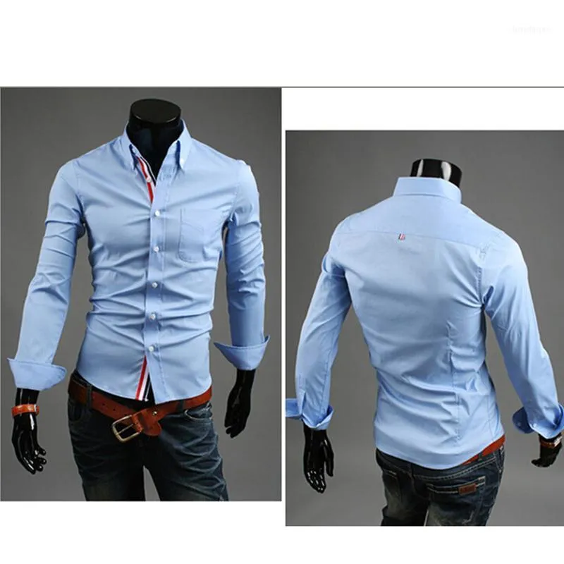Wholesale- Luxury Normal Cuff Button MENS Dress Shirt 2021 Fashion Non Iron Long Sleeve Slim High Quality Casual Informal 3XL1