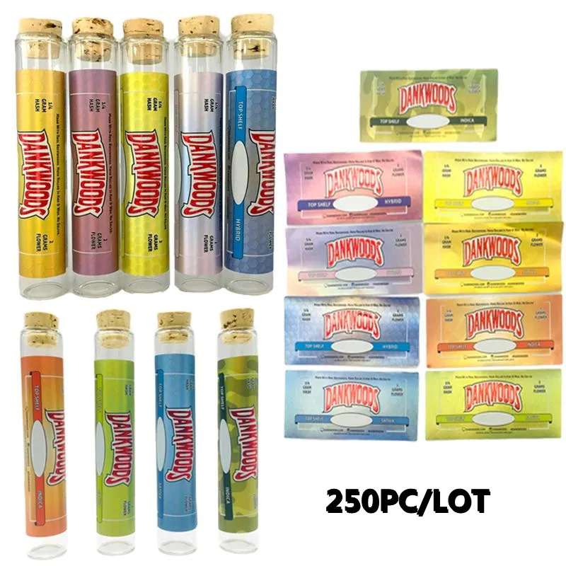 Empty DANKWOODS Pre Roll Joint Glass Tubes Prerolls Plastic Cork Cap