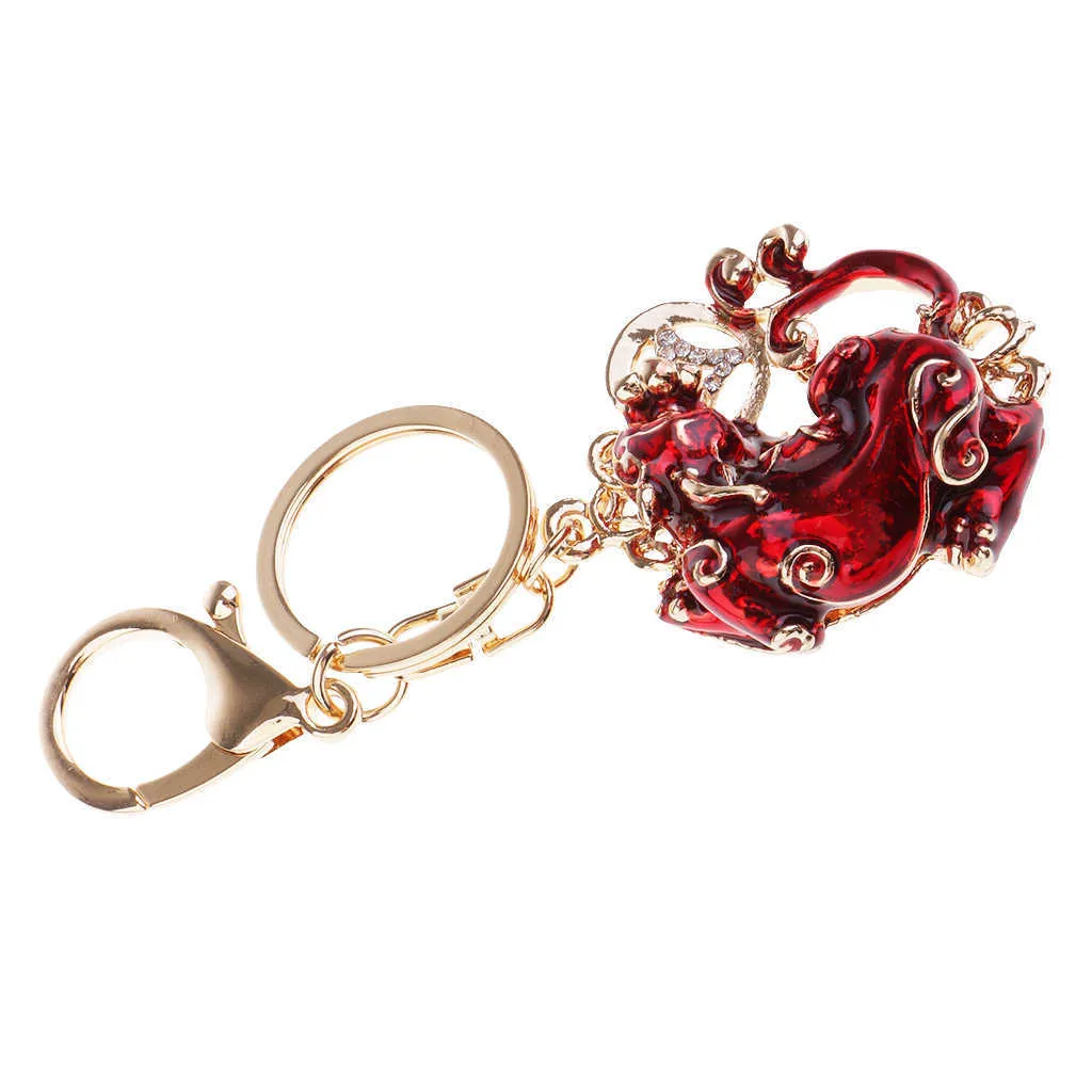 2 Pack Pi Yao/Pi Xiu Keychains Attract Wealth Luck Women Bag Key Rings