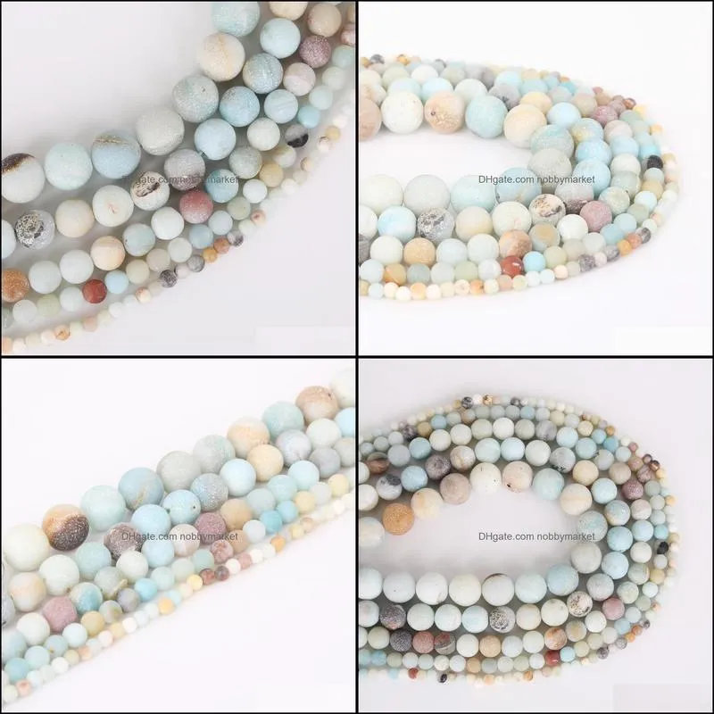 8mm Natural Dull Polish Matte Amazon Stone Beads Round Loose Spacer Bead For Jewelry Making 4/6/8/10/12mm 15`` DIY Bracelet
