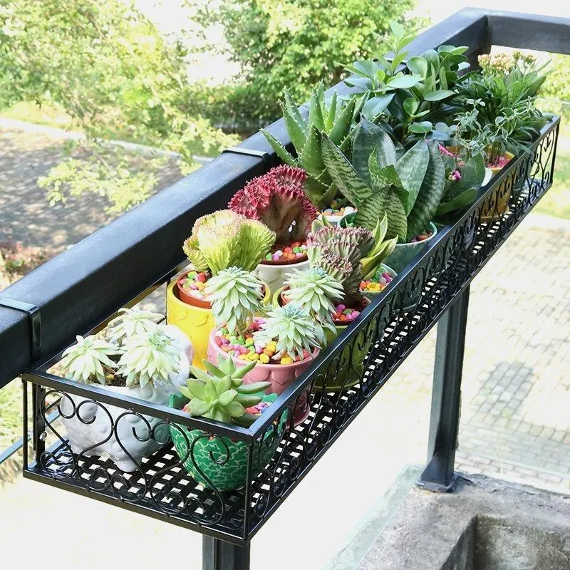 Autres fournitures de jardin Accessoires de plantes à la maison ClipsFlower Pot Rack Fleur d'intérieur en fer forgé Balcon Balustrade suspendue