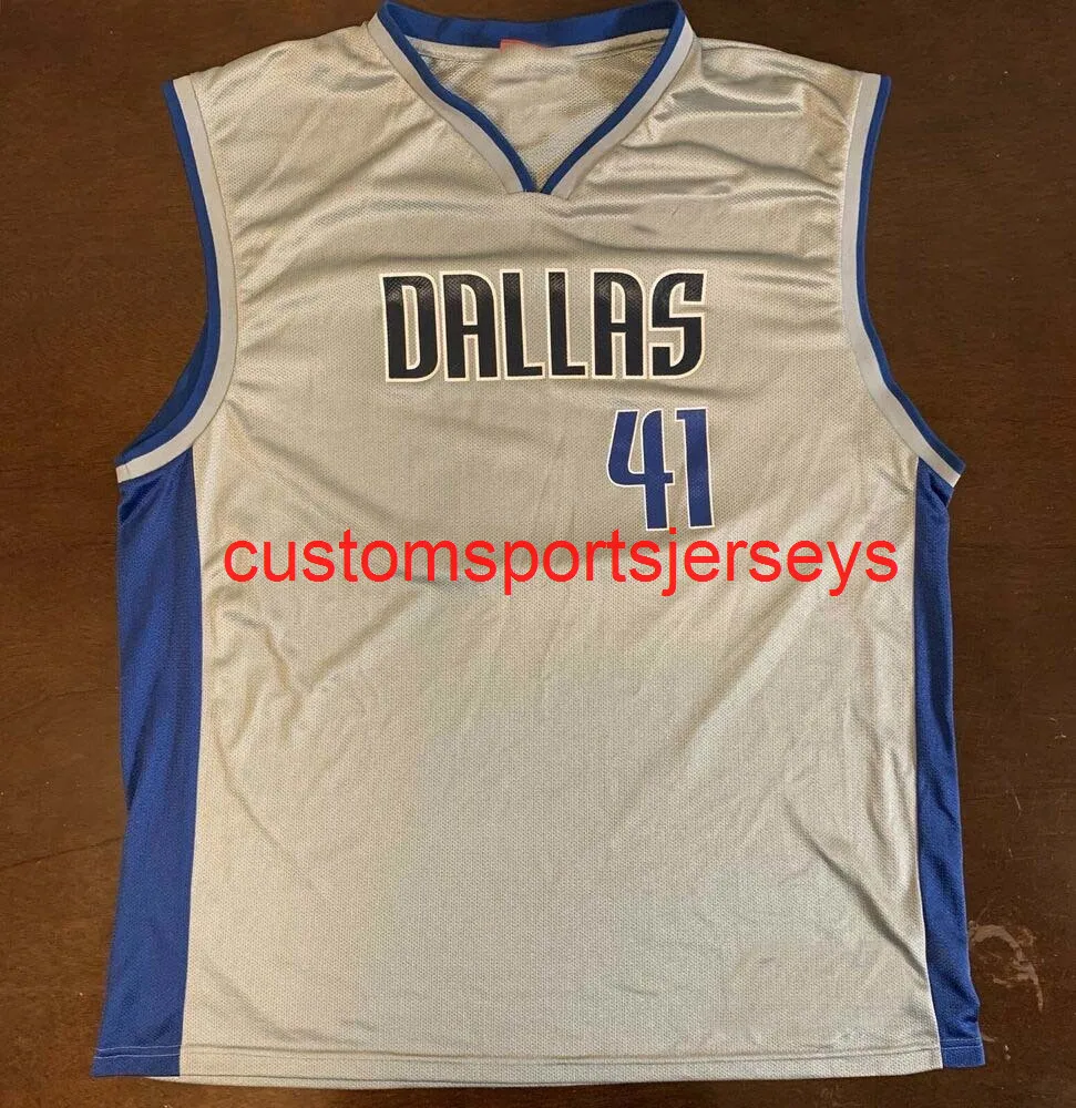 Hommes Femmes Jeunesse Dirk Nowitzki Gris Basketball Jersey Broderie ajouter n'importe quel numéro de nom