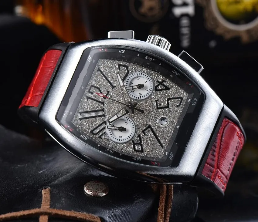 Diamonds Dial Iced Out Watches Leather Men Quartz Movement montre Watch Gift Party Watches Wristwatch Clock