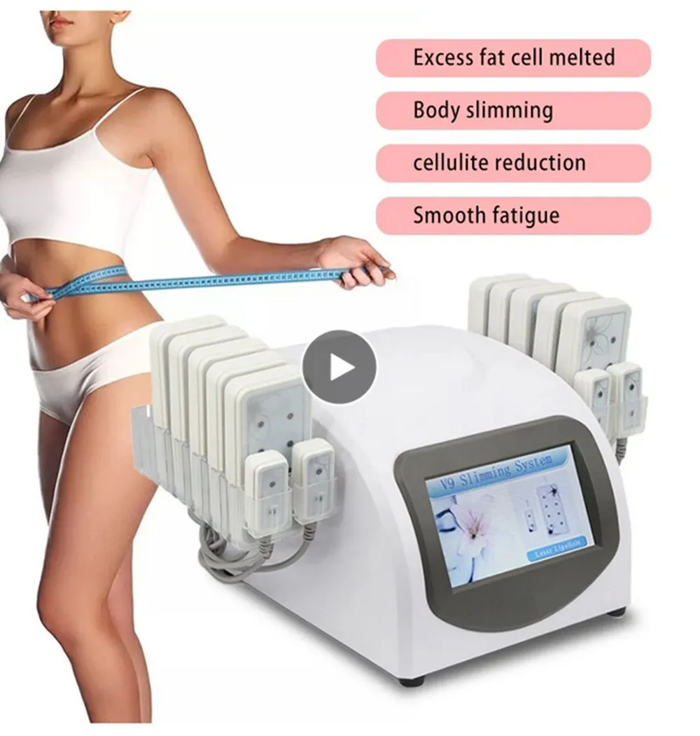 Draagbare Lichaam Afslanken Machine Liposuctie Gewichtsverlies 650nm Diode Laser 14 Lipo Pads Beauty Massage Apparatuur