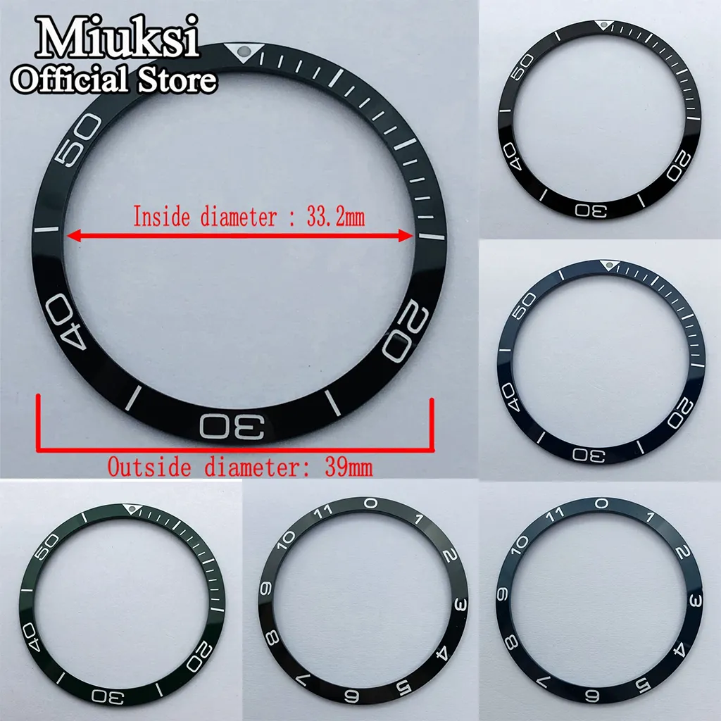 39mm Siyah / Koyu Mavi / Yeşil Çerçeve Eklemek Seramik Çerçeve İzle Aksesuarları Fit 41mm erkek Saatler