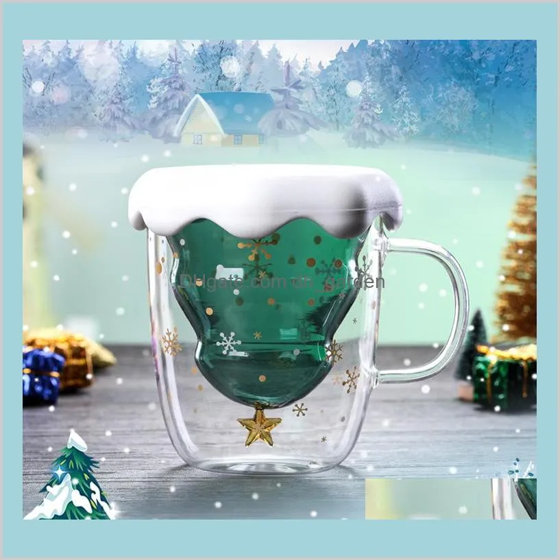 Christmas Tree Glass Cup Mugs Heat