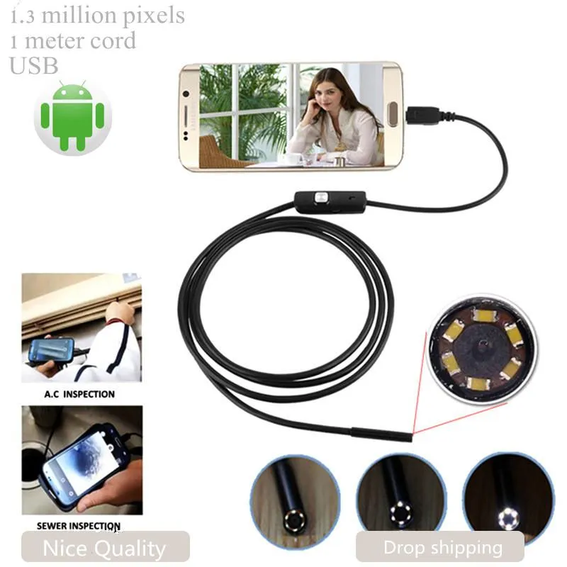 Câmeras de caixa 1m 5,5mm lente endoscópio HD 480P USB OTG cobra tubo de inspeção à prova d'água câmera boroscópio para telefone Android PC