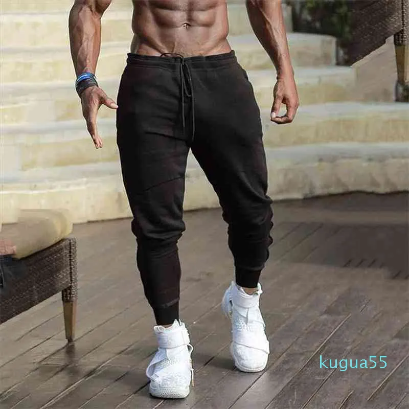 Män sweatpants joggare löpande byxor elastisk botten avsmalnande dragsko stängning byxor för män träning träning