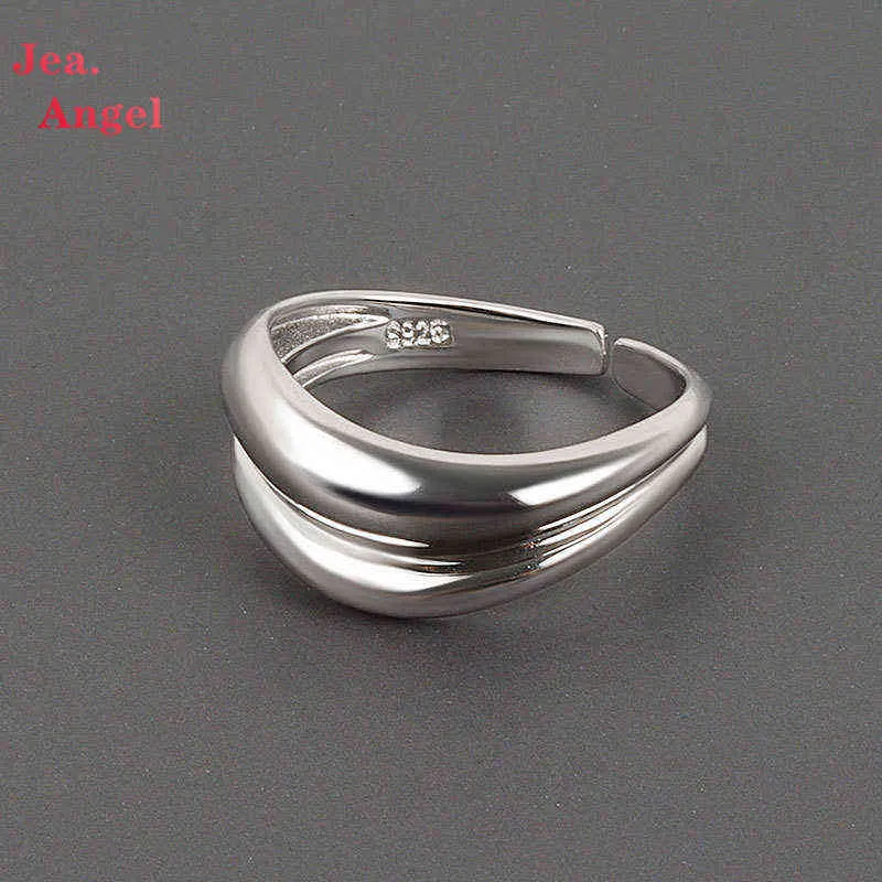 JEA.ANGEL 925銀のリングの潮汐ミニマリストの二重層調節可能なリングの女性パーティージュエリーの装飾品2021 Trend New G1125