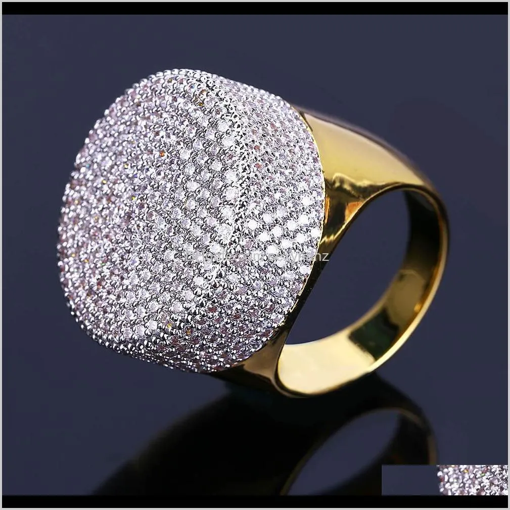 hip hop big head ring high grade luxury zircon gold plated ring for man iced out copper ring