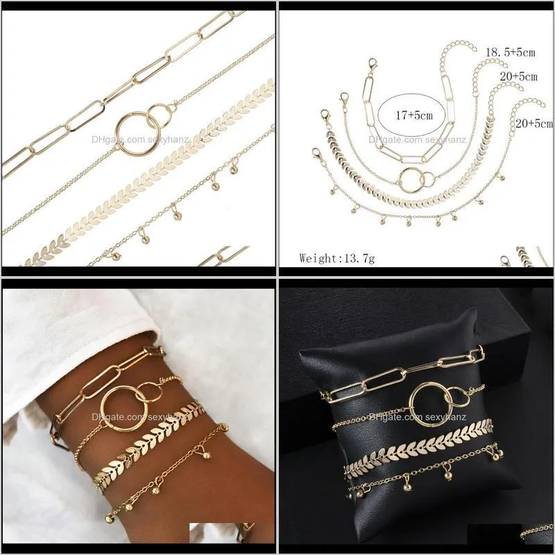 punk imitation pearls alloy bead tassel chain charm bracelet for women gold color arrow circle bracelet 2020 fashion jewelry