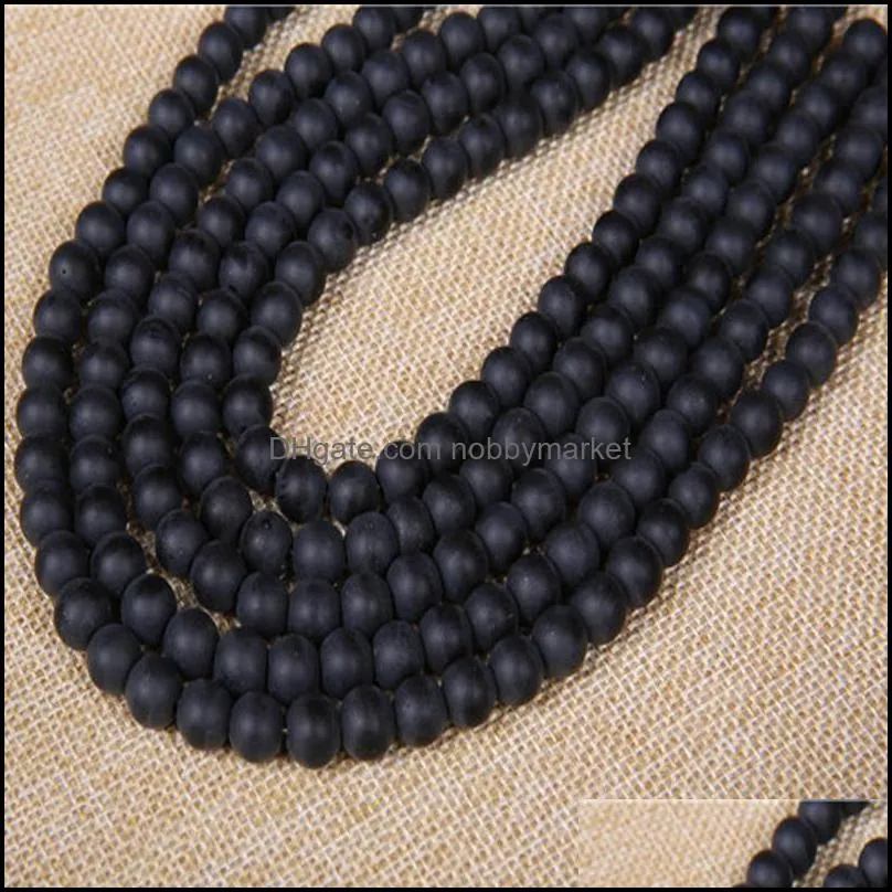 Dull Polish Matte Black Onyx Agates Beads Round Natural Stone Beads 15