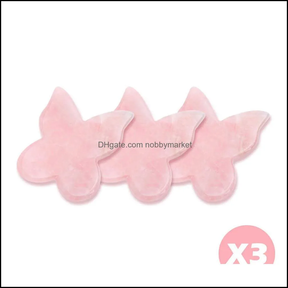 Quartz 3pcs Rose Jade Stone Heart-shaped Triangle Guasha Scraper Massage Handmade Board Anti Cellulite Wrinkle for Body O2A9