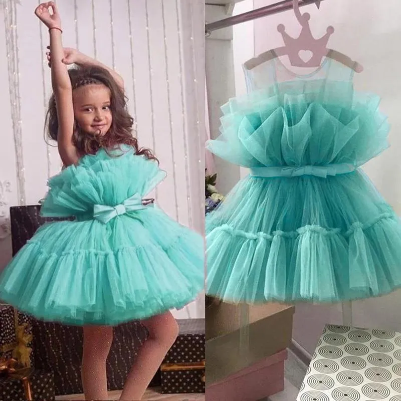 Girl's Dresses Baby Clothes For Girls Toddler Kids Wedding Princess Gown Girl Elegant Birthday Dress Tulle Bridesmaid Evening Party DressesG