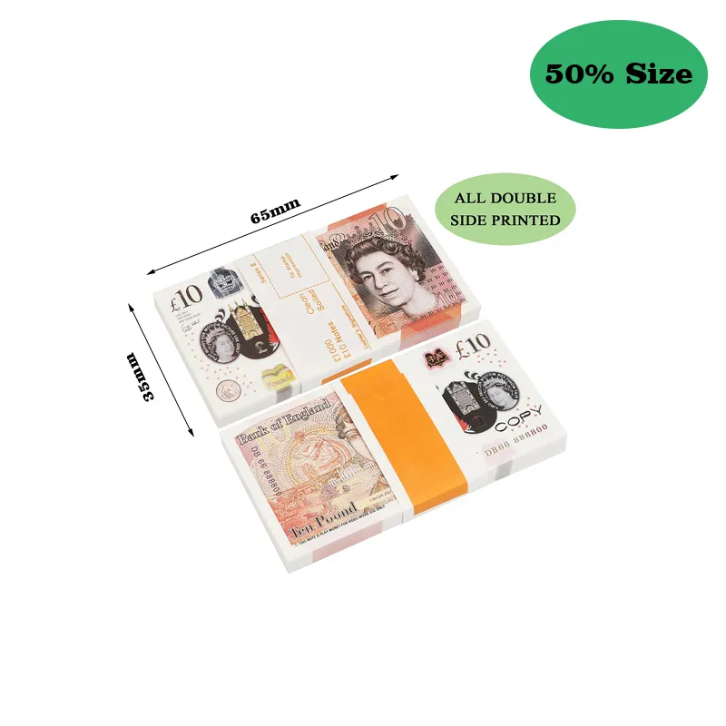 Copie de papier argent ukNote de banque fausses notes de banque 100pcs / pack