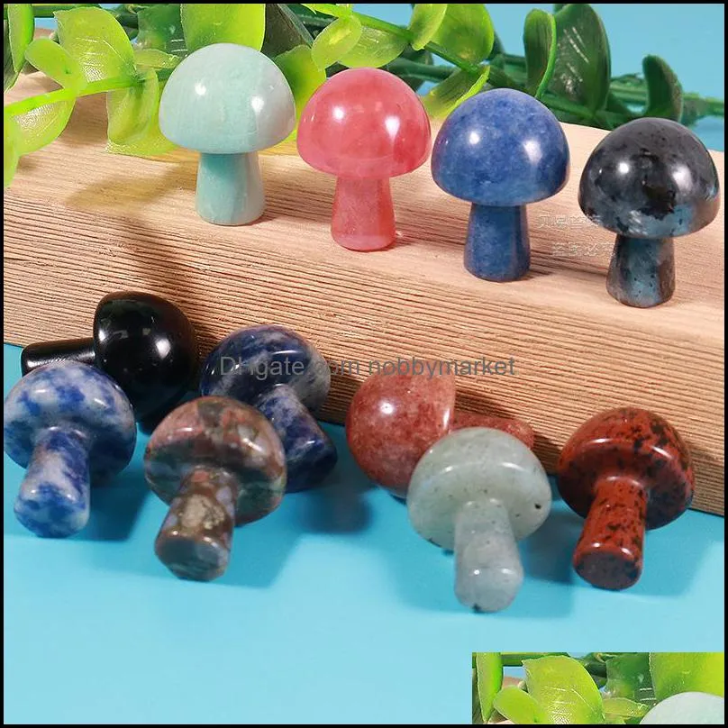 Mini Mushroom Statue Natural Stone Carved Decoration Quartz Hand Polished Healing Crystal Reiki Trinket Gift Room Ornament