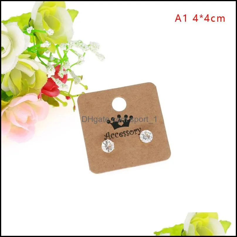 4*4cm Kraft Paper Multi-motif Earring Card With Hold Hanging Stud Earrings Ear Stud Jewelry Display Card Wholesale Can Custom Logo