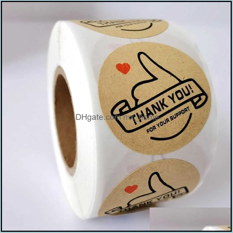 Printed 500pcs/Roll Love Thank You Adhesive Stickers Labels 1Inch Envelope Seal Package Color Party Stickerss 7C2Z