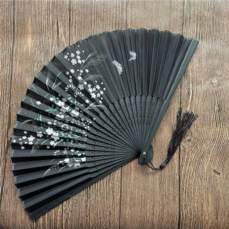 Summer Vintage Folding Bamboo Fan for Party Favor Chinese Style Hand Held Flower Fans Dance Wedding Decor