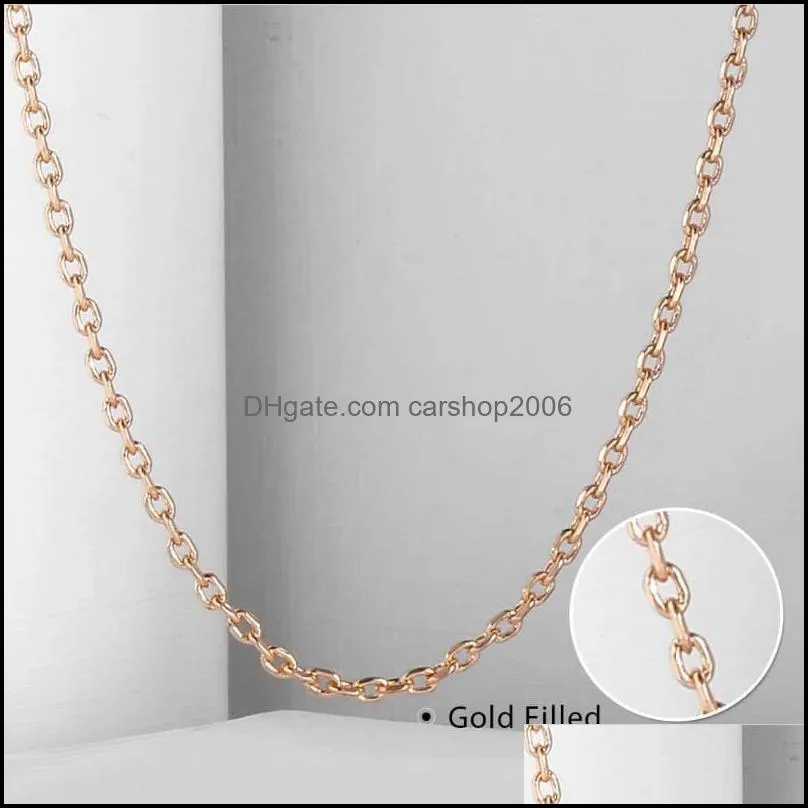 2mm Thin Women Girl 585 Rose Gold Color Rolo Cable Link Chain Necklace Elegant Jewelry 20-24inch CN14 Chains