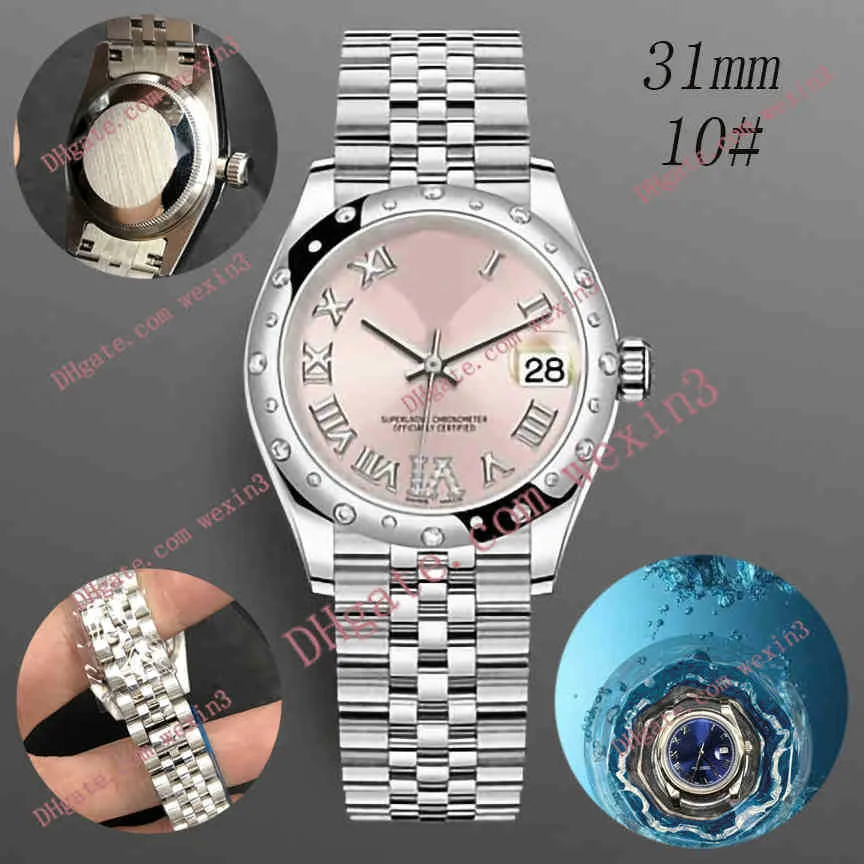 Woman Diamond Watch Ladies Watches Gold 31MMSIX Clock är Jubilee Armband Dial Wide Flat Strap Montre de Luxe 2813 Automatic Steel200D
