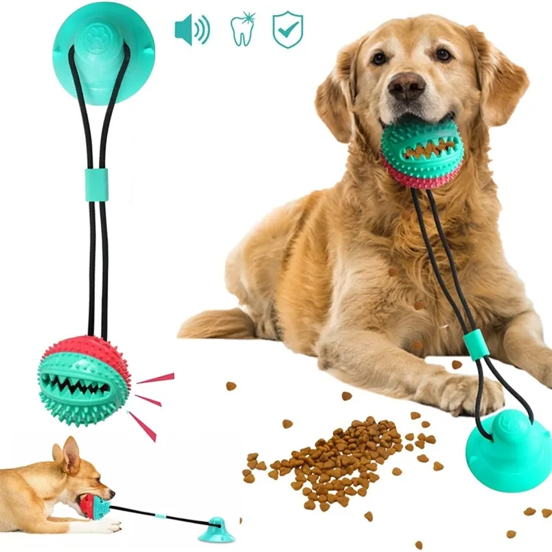 Chien Jouets Silicone Ventouse Remorqueur Balle Interactive Jouet Pour Pet Chew Bite Dent Nettoyage Brosse À Dents Alimentation Fournitures 211111