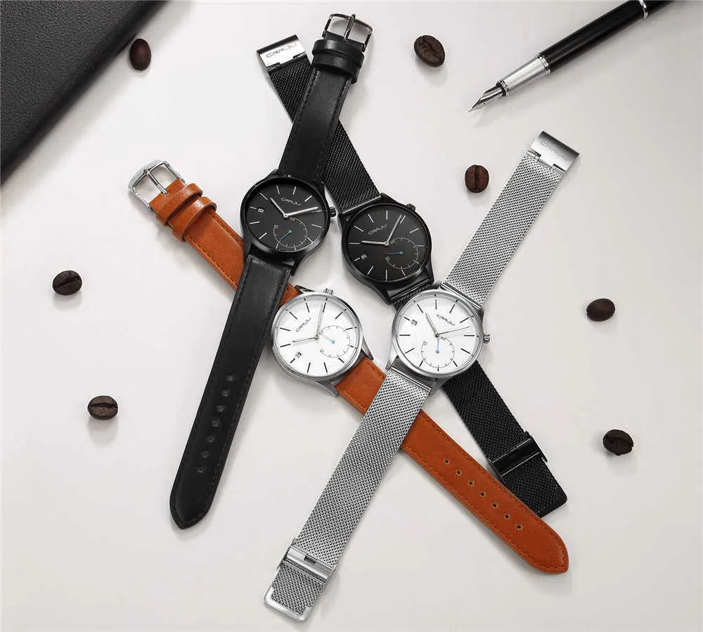 Lmjli - 새로운 Crju 크리 에이 티브 스테인레스 스틸 망 시계 탑 브랜드 럭셔리 스포츠 쿼츠 손목 시계 시계 남자 선물 Relogio Masculino