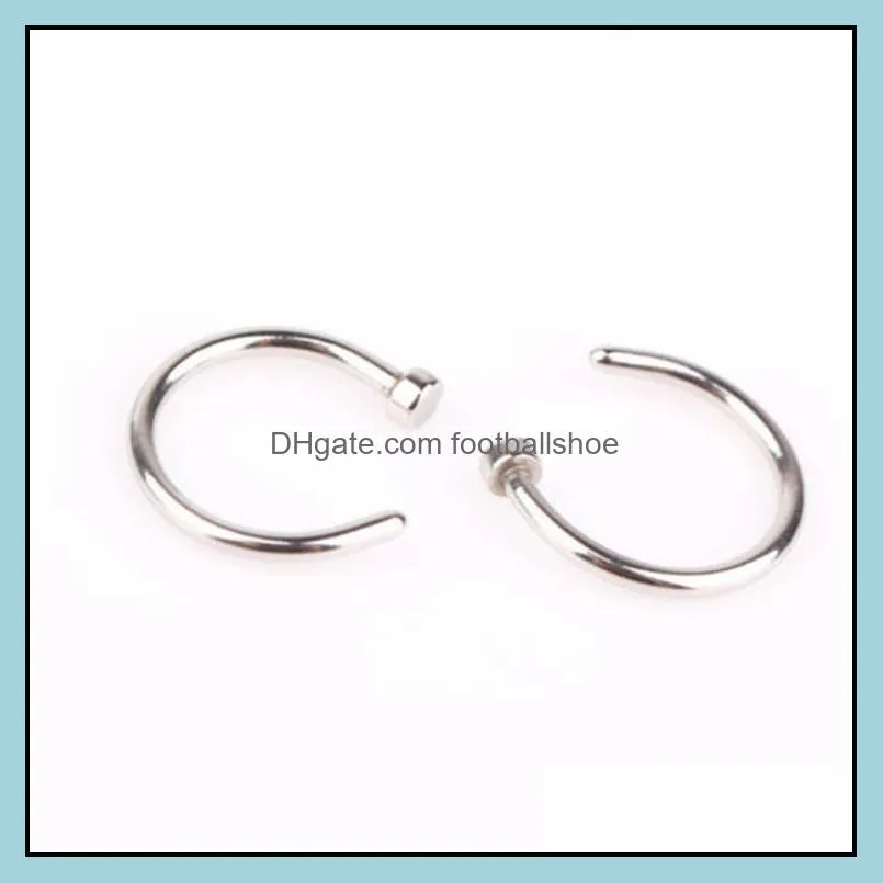 316L Stainless Steel Nose Rings Body Piercing Jewelry Fashion women Open Hoop Nose Rings Earring Studs Non Piercing Rings